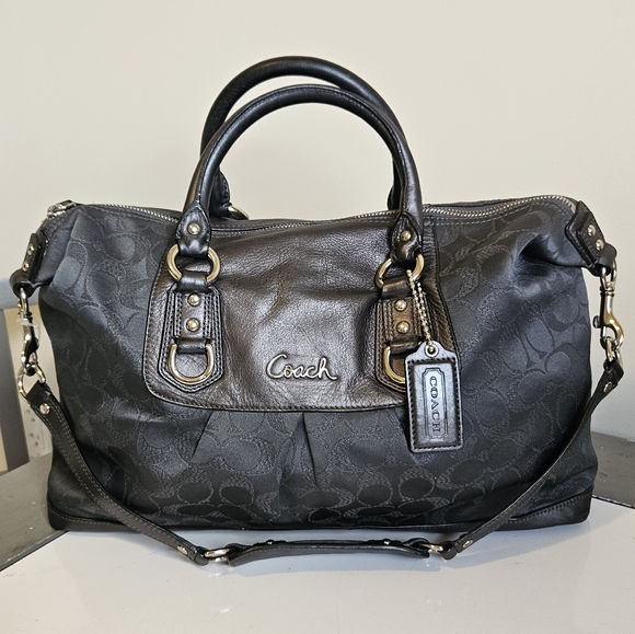 Coach Handbags - Coach Signature Sateen/Leather Silver and gray Shoulder bag